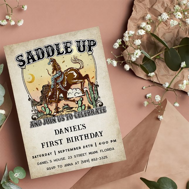 Western Saddle Up And Join Us For Birthday  Invitation (Creator Uploaded)