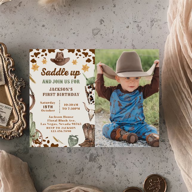 Western Saddle Up And Join Us For Birthday Photo Invitation (Creator Uploaded)