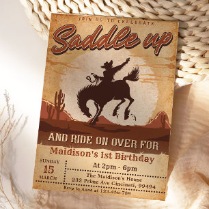 Western Saddle Up And Ride On Over For Birthday Invitation