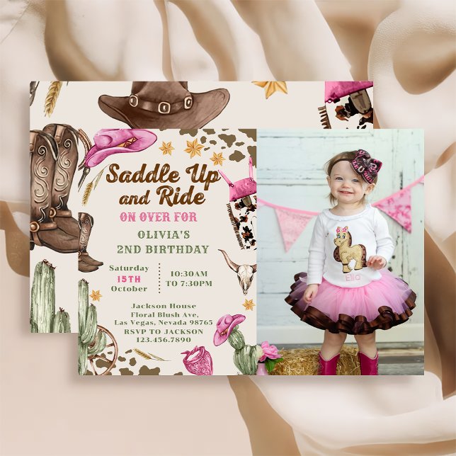 Western Saddle Up And Ride On Over For Birthday  Invitation (Creator Uploaded)