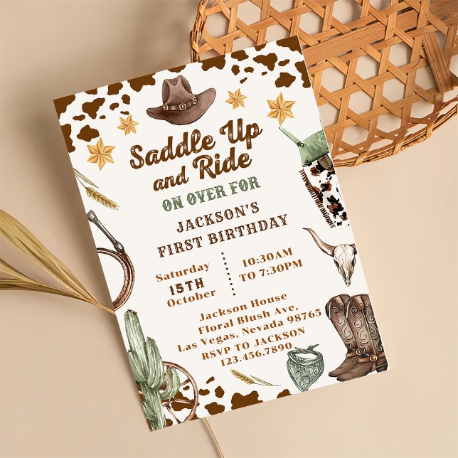 Western Saddle Up And Ride On Over For Birthday  Invitation (Creator Uploaded)