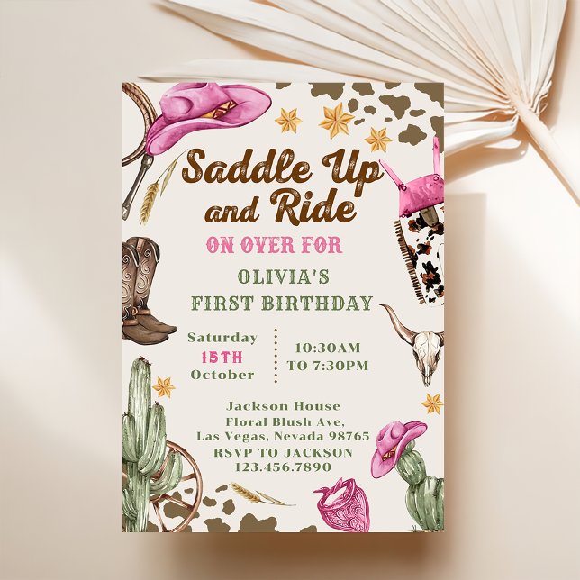 Western Saddle Up And Ride On Over For Birthday  Invitation (Creator Uploaded)