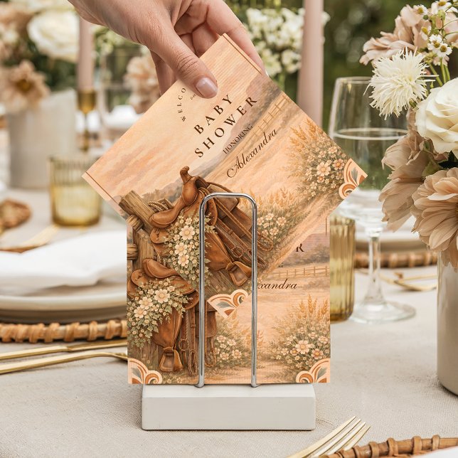 Western Saddle Wildflower Baby Shower Napkin (Creator Uploaded)