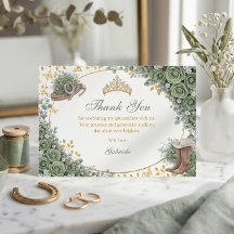 Western Sage Green Rose Golden Country Quinceañera