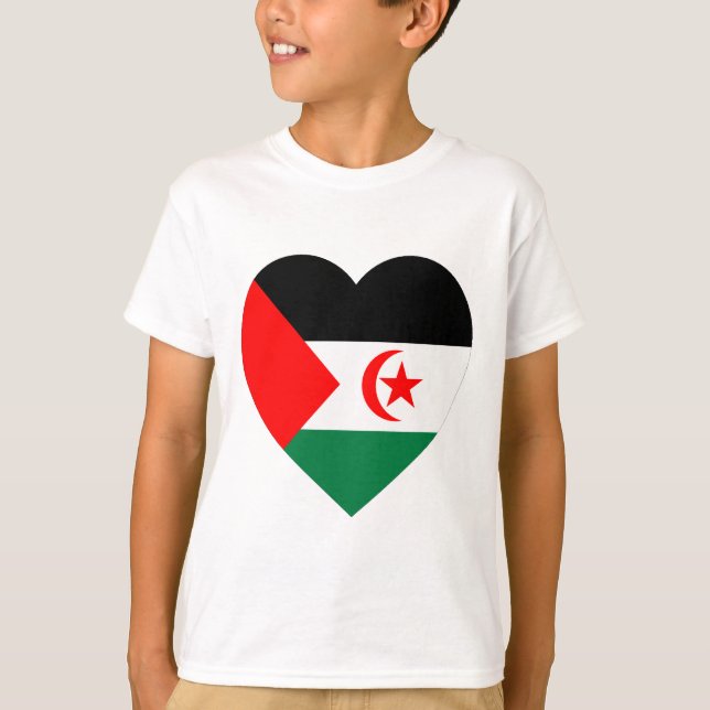 Western Sahara Flag Heart T-Shirt (Front)