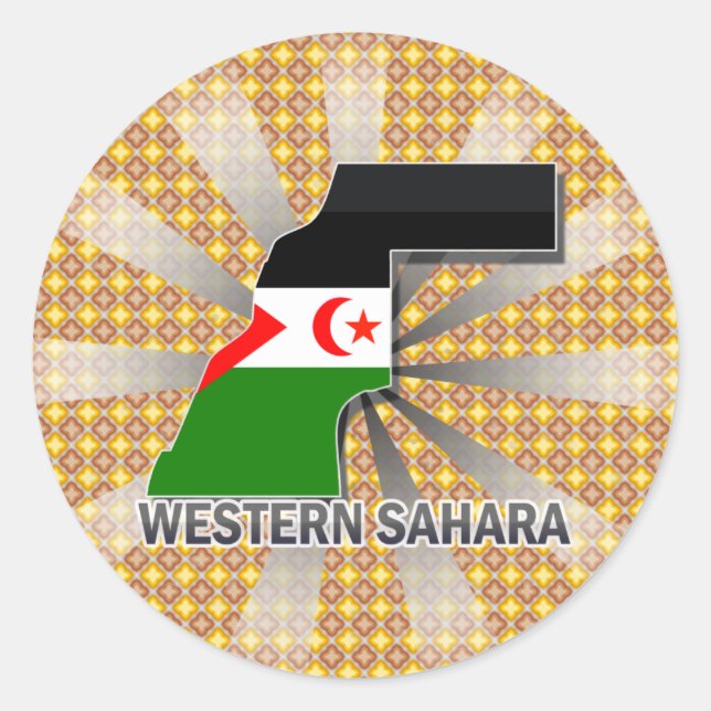 Western Sahara Flag Map 2.0 Classic Round Sticker (Front)