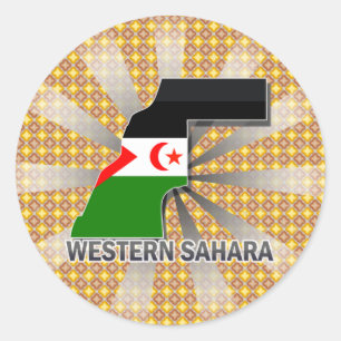 Western Sahara Flag Map 2.0 Classic Round Sticker