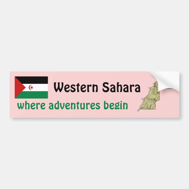 Western Sahara Flag + Map Bumper Sticker (Front)