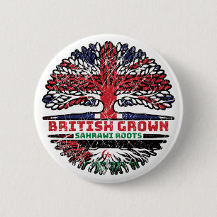 Western Sahara Sahrawi British UK Tree Roots Flag 6 Cm Round Badge