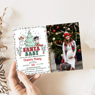 Western Santa Baby Christmas Baby Shower Photo Invitation