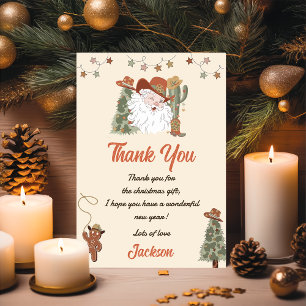 Western Santa Christmas Party Thank You Card