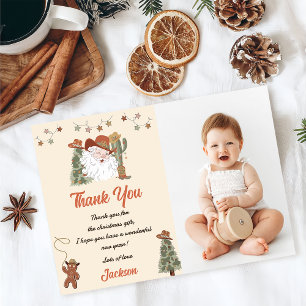 Western Santa Christmas Party Thank You Card Photo
