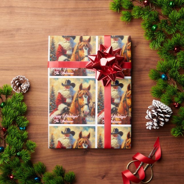 Western Santa Claus and Horse Christmas Wrapping Paper (Holiday Gift)