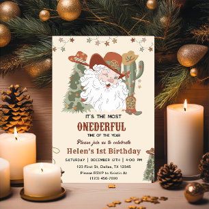 Western Santa Oh What Fun Christmas Birthday  Invitation