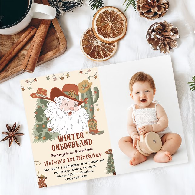Western Santa Winter Onederland Christmas Birthday Invitation (Creator Uploaded)
