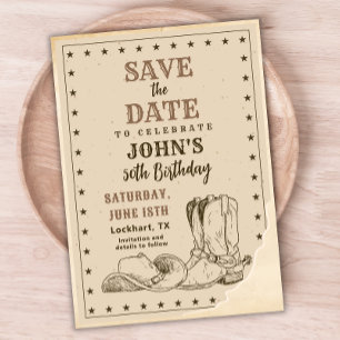 Western Save The Date, Cowboy 50th Birthday Save The Date