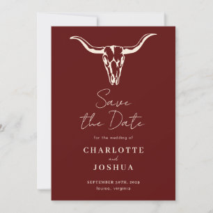 Western Save the Date Rustic Boho Cow Skull