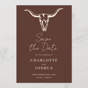 Western Save the Date   Rustic Boho Cow Skull