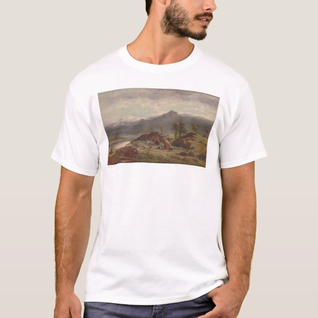 Western scene with Indian Camp (1275) T-Shirt (Front)