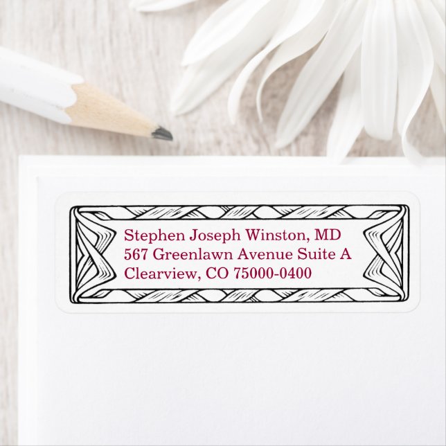 Western Scroll Design Return Address White Label (Insitu)