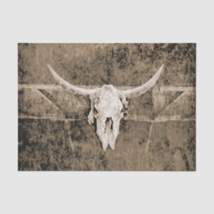 Western Sepia Brown Texture Cowboy Bull Skull Tissue Paper