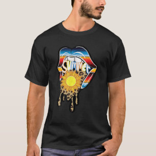 Western Serape Classic Leopard Tongue Lips Summer T-Shirt