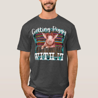 Western Serape Leopard Pig Farmer Getting Piggy wi T-Shirt