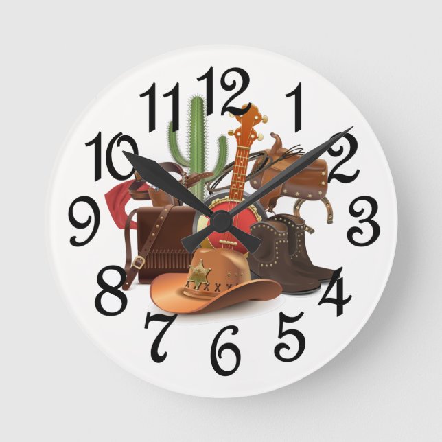 Western Sheriff Round Clock (Front)