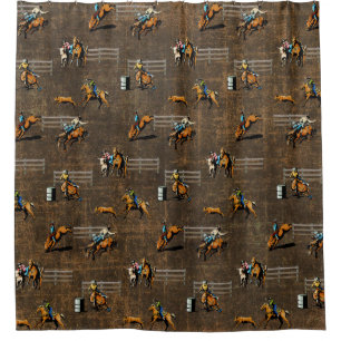 Western Shower Curtain With Rodeo Events
