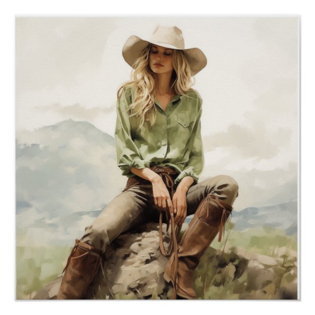 Western Silhouette: Cowgirl Wall Art (Front)
