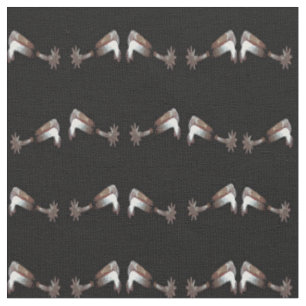 Western Silver Cowboy Double Spur On Black Fabric