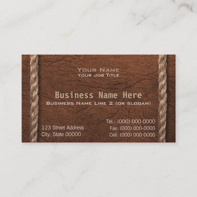 Western Simulated Leather Look Business Card (Front)