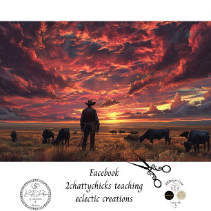 Western Sky Cowboy Trail Ride Decoupage Tissue Paper