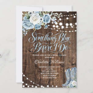 Western Something Blue Before I do Bridal Shower Invitation