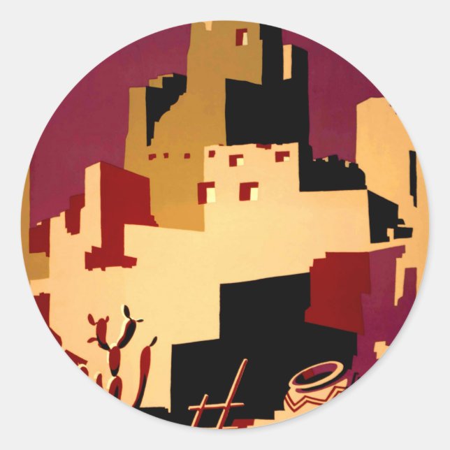 Western Southwest Pueblo WPA National Classic Round Sticker (Front)