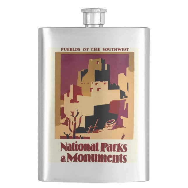 Western Southwest Pueblo WPA National Hip Flask (Front)