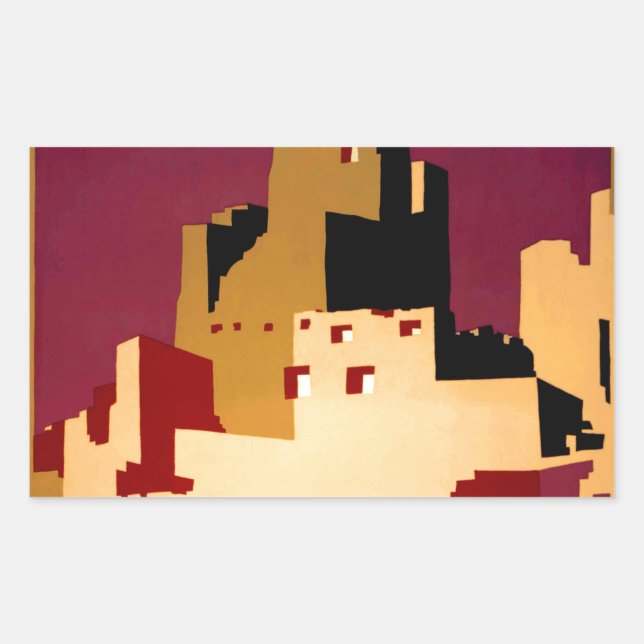 Western Southwest Pueblo WPA National Rectangular Sticker (Front)