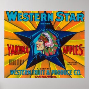 Western Star Apple Label - Yakima, WA Poster