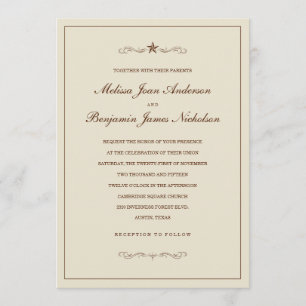 Western Star Wedding Invitations With Border