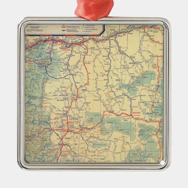 Western States road map Metal Tree Decoration (Front)