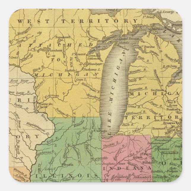 Western states, territories square sticker (Front)