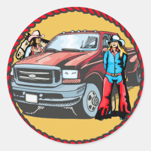 Western Stickers Rodeo Cowgirls With Truck