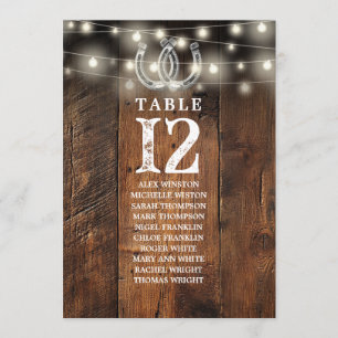 Western String Lights Table Number Seating Chart
