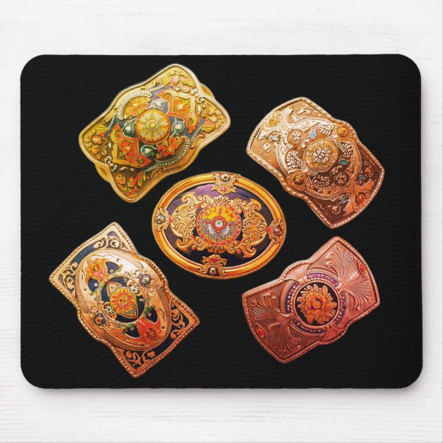 Western Style Belt Buckles Computer Laptop Mouse Pad (Front)