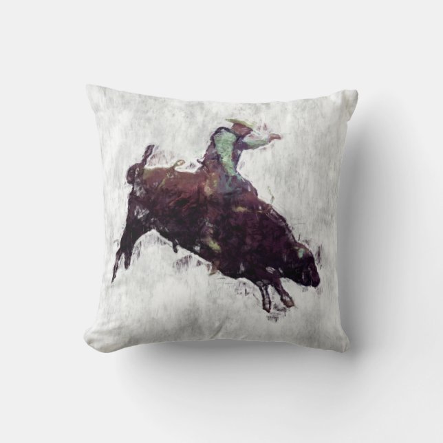 Western-style Bull Rider Rodeo Cowboy Cushion (Front)