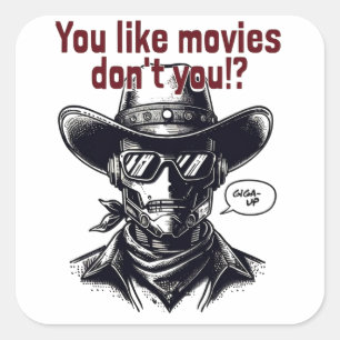 Western style cowboy design square sticker