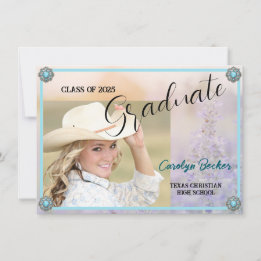 Western Style Cowgirl Photo Grad Announcement Card