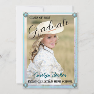 Western Style Cowgirl Photo Graduation Invitation