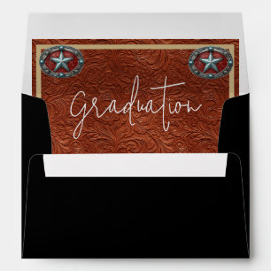 Western Style Faux Leather Graduation Invitation Envelope