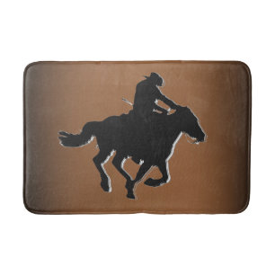Western-style Galloping Horse and Cowboy Bath Mat